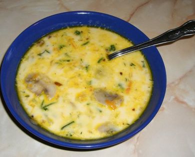 Сырный суп с шампиньонами  