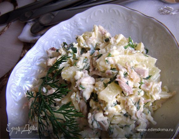 Салат с ананасами, курицей и сыром - Пошаговый рецепт с фото. Салаты. Салаты с курицей