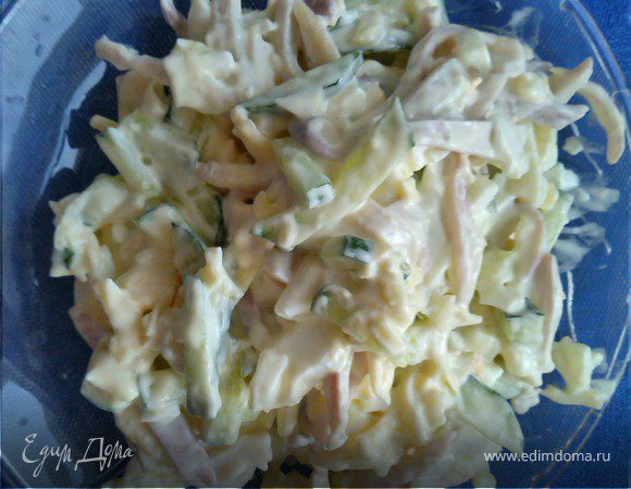 Салат из кальмаров с солеными огурцами – пошаговый рецепт приготовления с фото