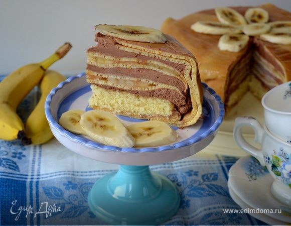 Торт с бананами и сгущенкой