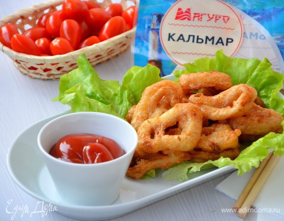 Жареный кальмар с чесночным соусом