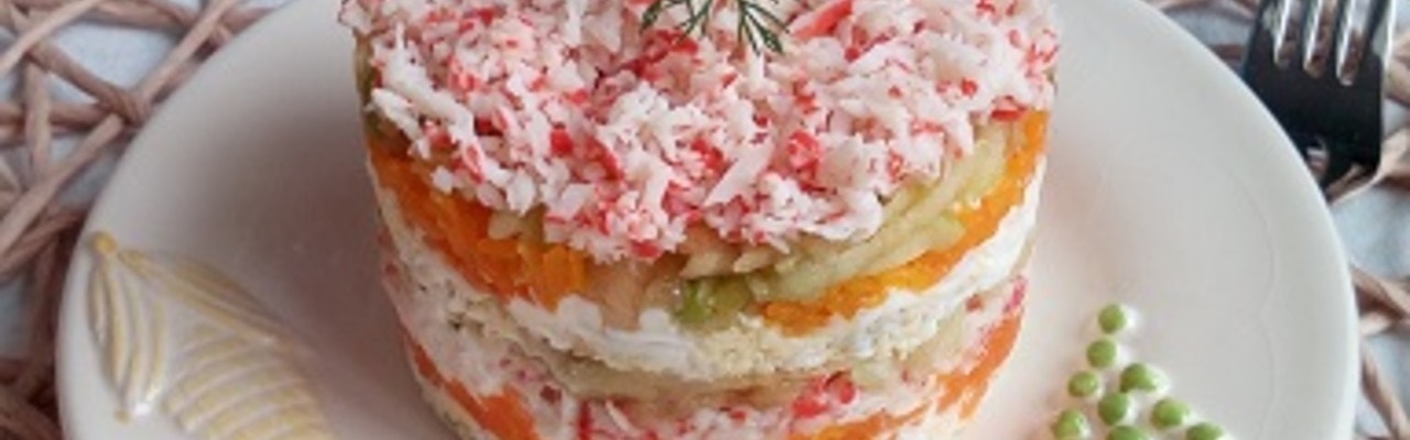 Крабовый салат с яблоком - Кулинарный пошаговый рецепт с фото.