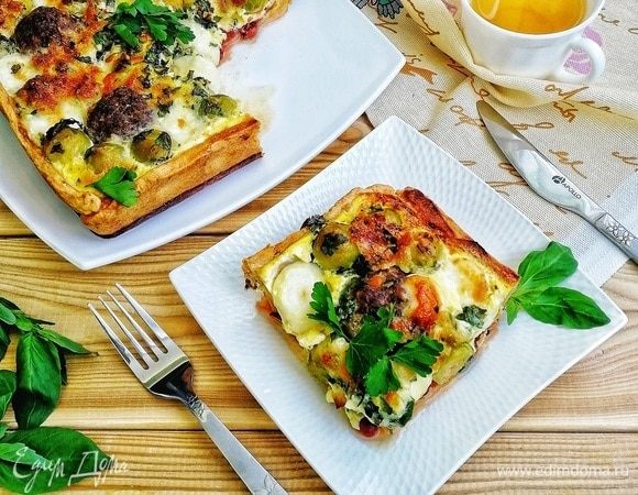 Киш с курицей и овощами