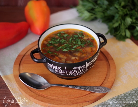 Овощной суп с баклажанами 